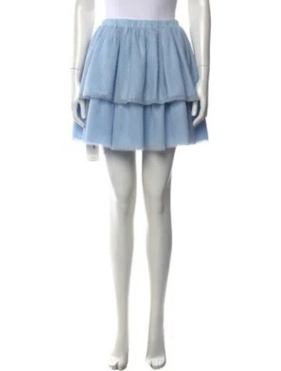 Pre-owned Hill House Home Patterned Mini Skirt In Blue