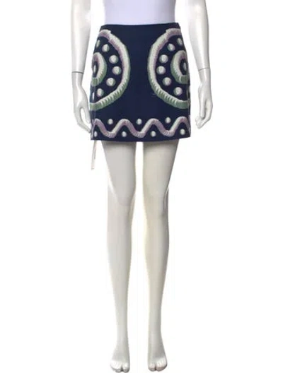 Pre-owned Hill House Home Patterned Mini Skirt In Blue