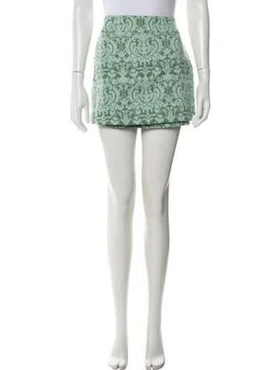 Pre-owned Hill House Home Patterned Mini Skirt In Green