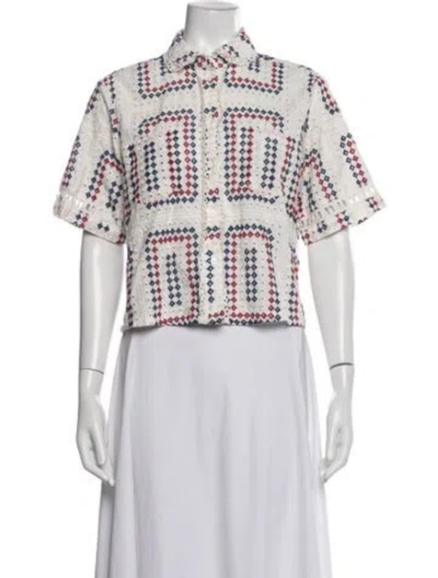 Pre-owned Hill House Home Patterned Sweater In White