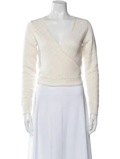 Pre-owned Hill House Home Patterned V-neck Sweater In Neutrals