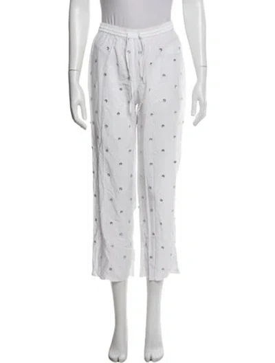 Pre-owned Hill House Home Patterned Wide Leg Pants In White
