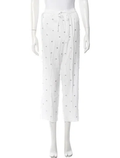 Pre-owned Hill House Home Patterned Wide Leg Pants In White