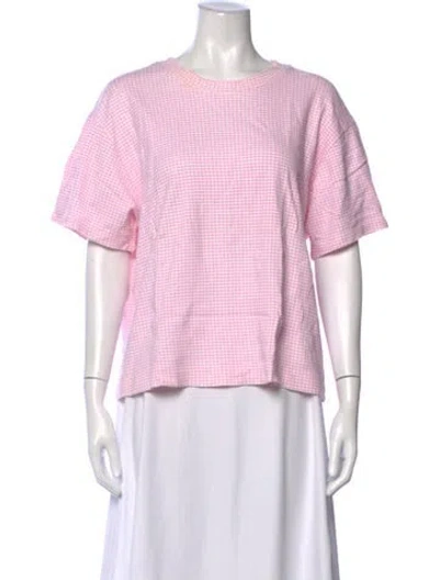 Pre-owned Hill House Home Plaid Print Crew Neck T-shirt In Pink