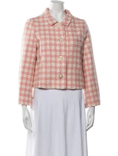 Pre-owned Hill House Home Plaid Print Jacket In Pink