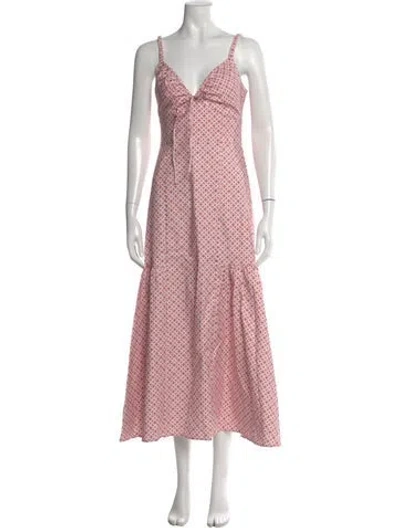 Pre-owned Hill House Home Plaid Print Long Dress W/ Tags In Pink
