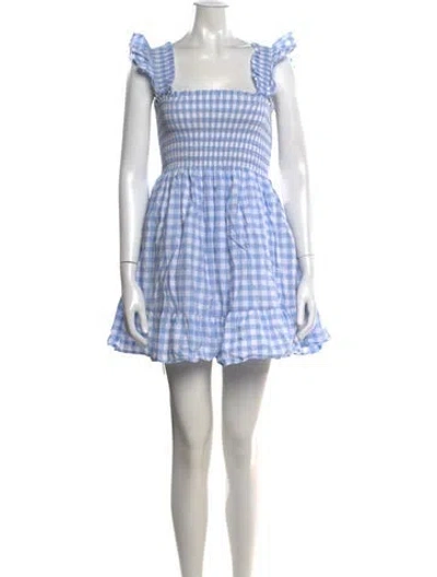 Pre-owned Hill House Home Plaid Print Mini Dress In Blue