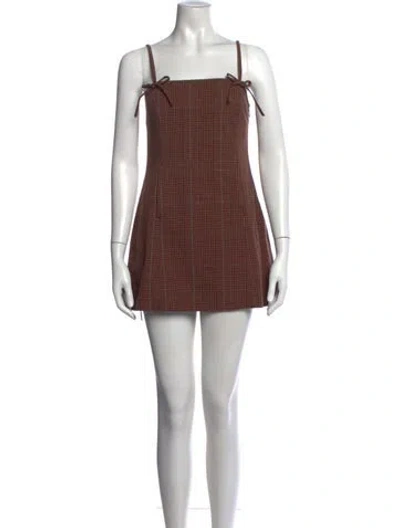 Pre-owned Hill House Home Plaid Print Mini Dress In Brown