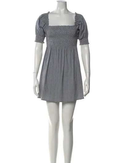 Pre-owned Hill House Home Plaid Print Mini Dress In Gray