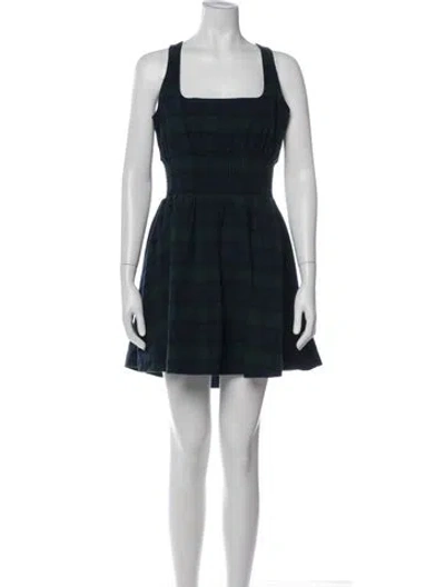 Pre-owned Hill House Home Plaid Print Mini Dress In Green