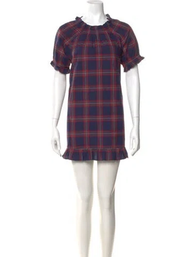 Pre-owned Hill House Home Plaid Print Mini Dress In Multi
