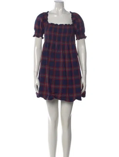 Pre-owned Hill House Home Plaid Print Mini Dress In Red