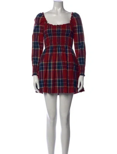 Pre-owned Hill House Home Plaid Print Mini Dress In Red