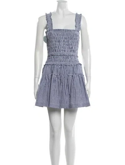 Pre-owned Hill House Home Plaid Print Mini Dress W/ Tags In Blue