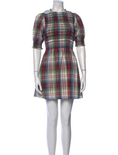 Pre-owned Hill House Home Plaid Print Mini Dress W/ Tags In Red