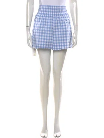Pre-owned Hill House Home Plaid Print Mini Shorts In Blue