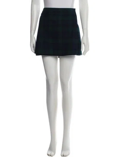 Pre-owned Hill House Home Plaid Print Mini Skirt In Blue