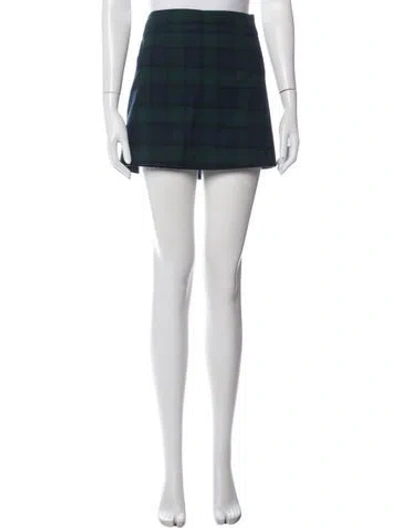 Pre-owned Hill House Home Plaid Print Mini Skirt In Blue/white