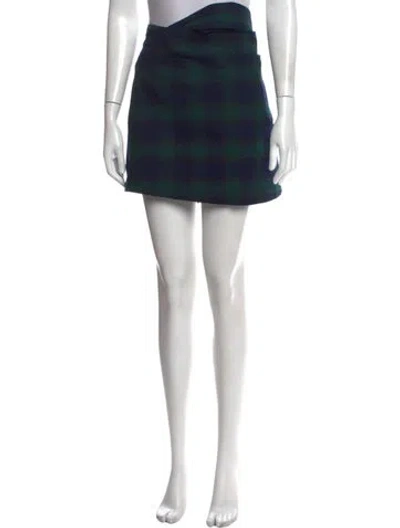 Pre-owned Hill House Home Plaid Print Mini Skirt In Green