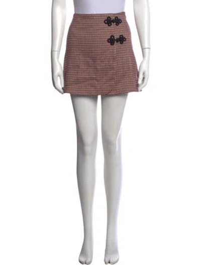 Pre-owned Hill House Home Plaid Print Mini Skirt In Metallic/white