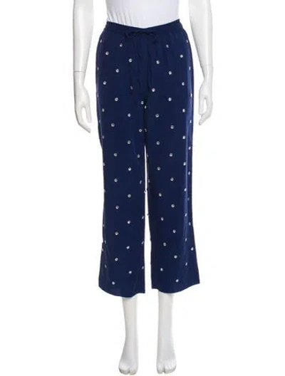 Pre-owned Hill House Home Polka Dot Print Crystal Embellishments Sweatpants In Blue