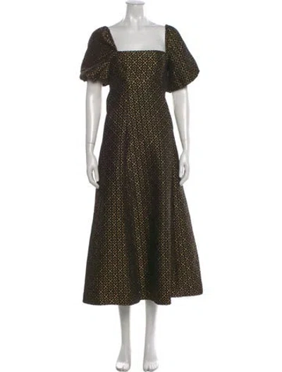 Pre-owned Hill House Home Polka Dot Print Long Dress In Black