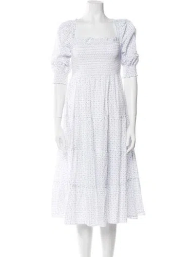 Pre-owned Hill House Home Polka Dot Print Midi Length Dress In Multi