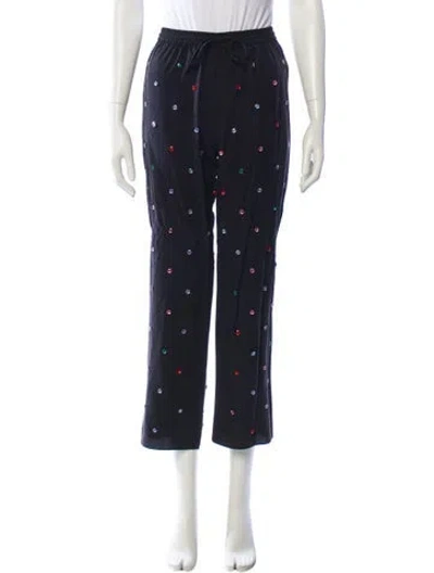 Pre-owned Hill House Home Polka Dot Print Wide Leg Pants In Black