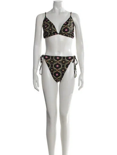 Pre-owned Hill House Home Printed Bikini W/ Tags In Black