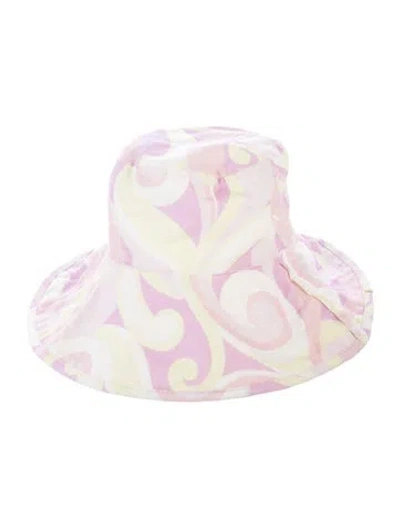 Pre-owned Hill House Home Printed Canvas Baja Hat In Pink