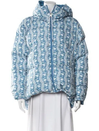 Pre-owned Hill House Home Printed Faux Fur Jacket In Blue