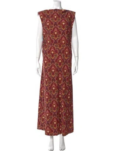 Pre-owned Hill House Home Printed Long Dress In Multi