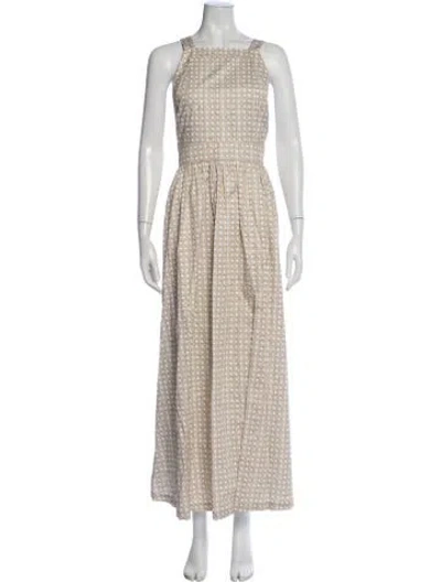 Pre-owned Hill House Home Printed Long Dress In Neutral