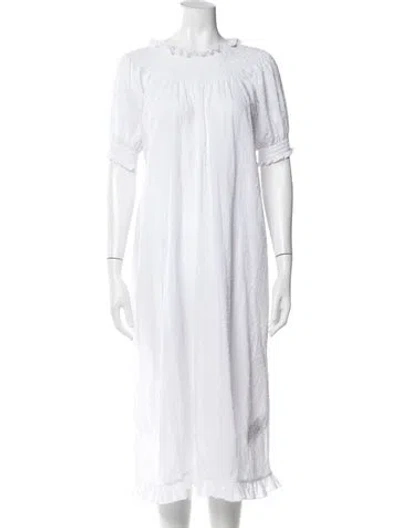 Pre-owned Hill House Home Printed Long Dress In White