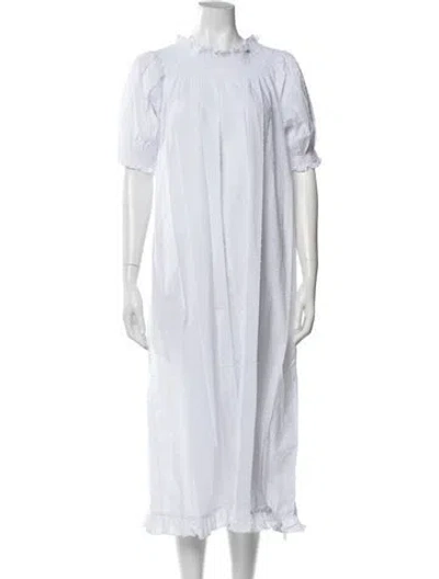 Pre-owned Hill House Home Printed Long Dress In White