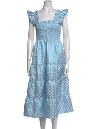 Pre-owned Hill House Home Printed Midi Length Dress W/ Tags