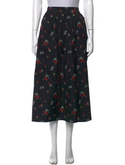 Pre-owned Hill House Home Printed Midi Length Skirt In Black