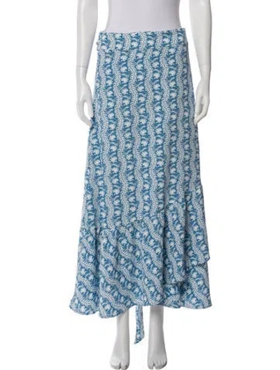 Pre-owned Hill House Home Printed Midi Length Skirt In Blue