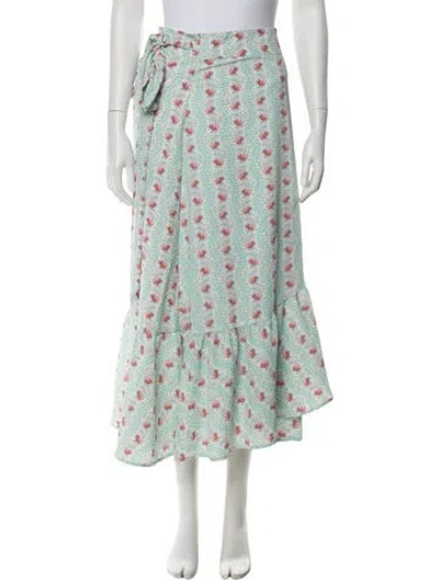 Pre-owned Hill House Home Printed Midi Length Skirt In Blue