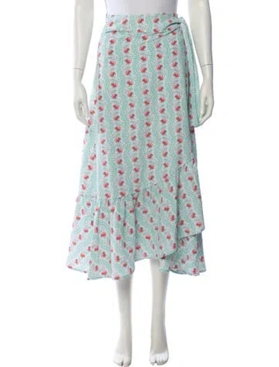 Pre-owned Hill House Home Printed Midi Length Skirt In Green