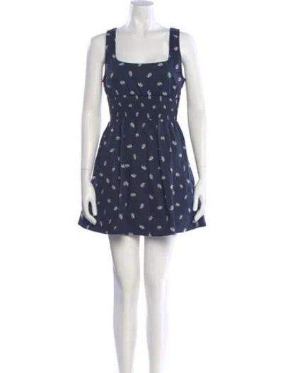 Pre-owned Hill House Home Printed Mini Dress In Blue