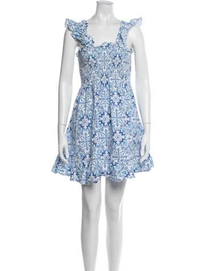 Pre-owned Hill House Home Printed Mini Dress In Blue