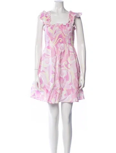 Pre-owned Hill House Home Printed Mini Dress In Pink