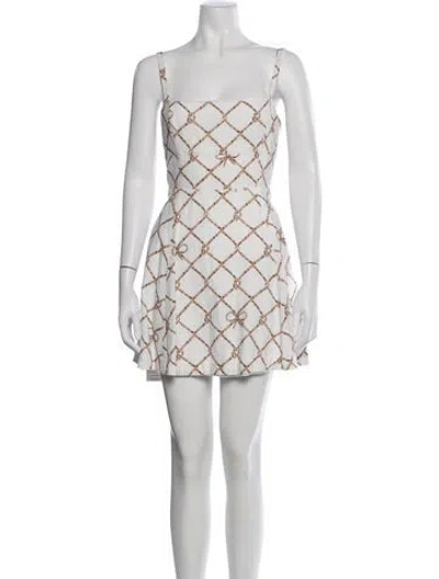 Pre-owned Hill House Home Printed Mini Dress In White