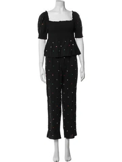 Pre-owned Hill House Home Printed Pant Set In Black