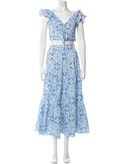 Pre-owned Hill House Home Printed Skirt Set In White