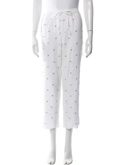 Pre-owned Hill House Home Printed Straight Leg Pants W/ Tags In Metallic/white