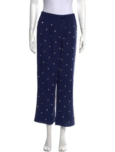 Pre-owned Hill House Home Printed Wide Leg Pants In Blue