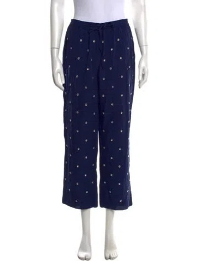 Pre-owned Hill House Home Printed Wide Leg Pants In Blue