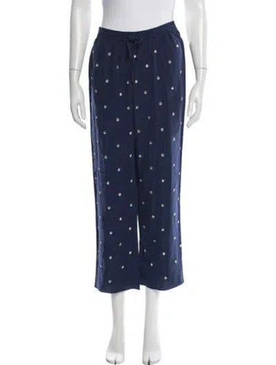 Pre-owned Hill House Home Printed Wide Leg Pants In Blue